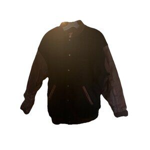 Trimark Black Brown Varsity Jacket Vintage Men's Size Large Jacket Coat
